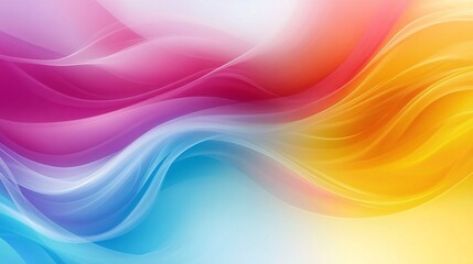 Obraz premium Vibrant abstract waves of pink, orange, and blue blend harmoniously, creating a soothing yet energetic backdrop.