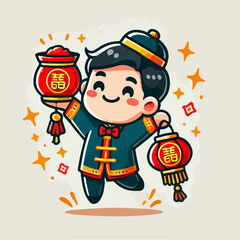vector illustration of someone celebrating Chinese New Year