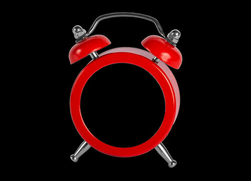red alarm clock without numbers on black background - Powered by Adobe