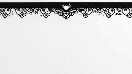 A decorative black lace border adorns the top of a blank white background, suitable for invitations or elegant stationery.