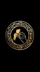 Obraz premium embelished gold circle with photographer logo