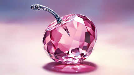 Sparkling pink cherry delight a large rhinestone gem on a shimmering base for whimsical decor and style. Rainstone. Illustration