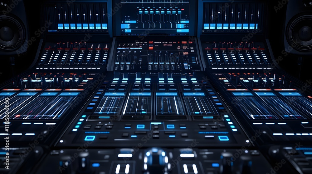 Poster advanced audio mixing console studio setup