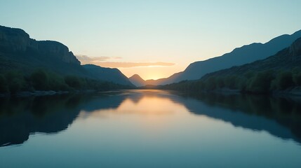 Serene Mountain Lake at Sunset