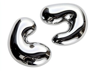 Liquid Chrome Droplets on a White Background