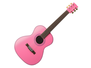 Bright pink acoustic guitar with intricate detailing for creative music enthusiasts