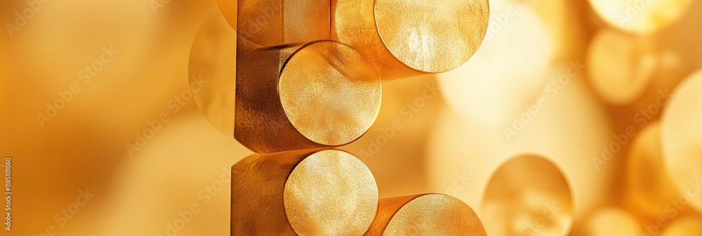 Poster golden geometric shapes create a mesmerizing interplay of light and texture in a vibrant backdrop