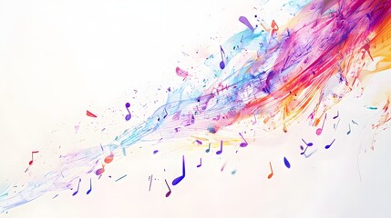 Fototapeta premium Colorful Abstract Music Notes Watercolor Splash Design