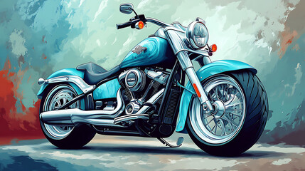 stylish blue motorbike in cool cartoon style vector illustration perfect for modern decor and unique vehicle design art
