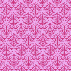 Background paper or fabric, with floral damask and baroque, seamless ornamental pattern