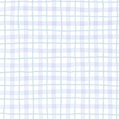 Light Blue Plaid Gingham Hand Drawn Background Pattern Overlay