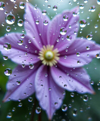 Obraz premium Healing Nature Photography with Water Drops - Purple Flower Close-up for Healthcare and Wellness Marketing