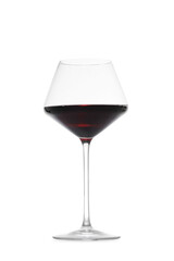 Red wine in glass on white background