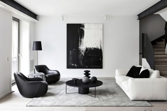 Modern black and white living room