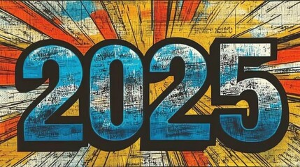 Obraz premium A vibrant graphic design featuring the year 