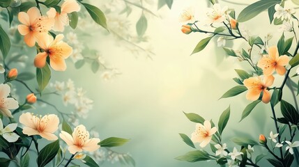 Fototapeta premium Elegant Floral Background with Soft Peach Blossoms