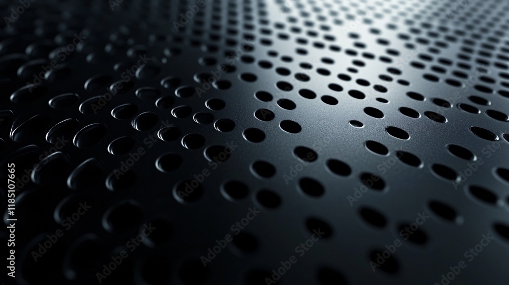 Fototapete abstract metallic background with round holes creating textured surface