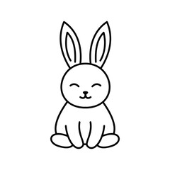 Rabbit icon. Cute cartoon bunny sitting.