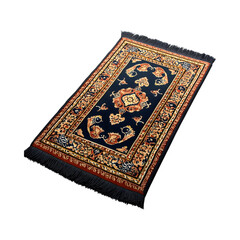 Animal-Free Vegan Prayer Mat with Blue Rug and Red Gold Border on transparent background