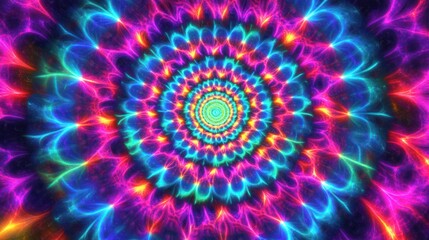 A captivating and vibrant tunnel wrapped in swirling neon lights, showcasing a mesmerizing kaleidoscope of colors