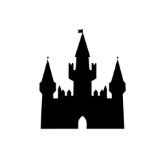 Obraz premium Silhouette of a fairytale castle, symbolizing fantasy, magic, and medieval architecture