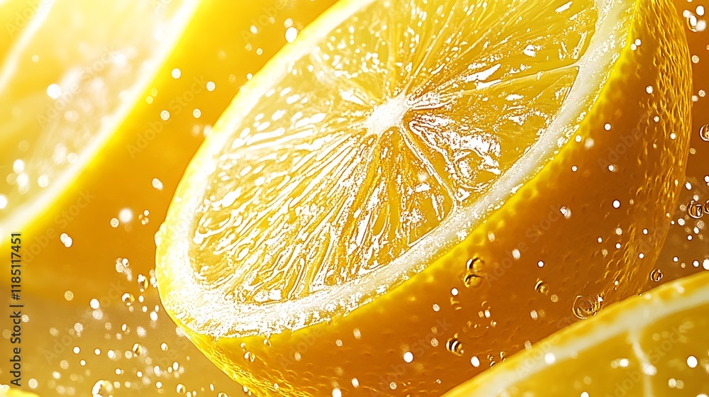 Aufkleber fresh lemon slices with bubbling water creating a refreshing citrus atmosphere perfect for food and 