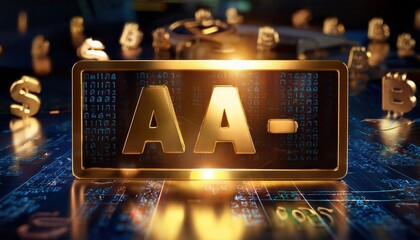 Golden Letters Representing Credit Rating on Digital Background