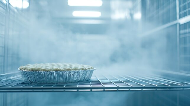 Une tarte sortant du four dans une atmosph&egrave;re de vapeur, pr&ecirc;te &agrave; &ecirc;tre d&eacute;gust&eacute;e.