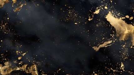 Fototapeta premium Abstract Black Background With Gold Splatter
