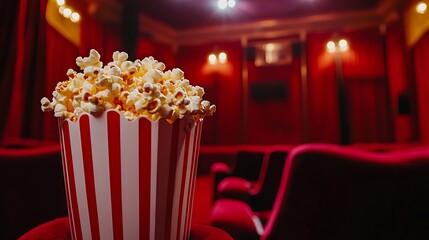 A luxury cinema with velvet-lined walls and a vintage-style popcorn machine 