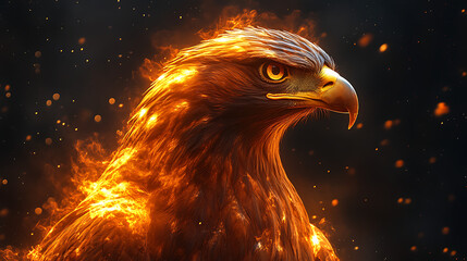 majestic fiery eagle flying with burning wings on dark background creating dramatic fire bird effect perfect for digital art
