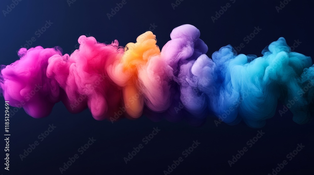 Poster captivating swirls of colorful smoke flowing elegantly against a dark background, creating a dreamli
