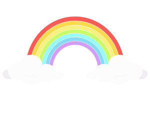 Rainbow between clouds, symmetrical - vector full color clip art. rainbow with clouds	