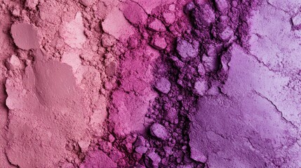 Set of cosmetic powder textures of cosmetic pink and violet eye shadow. Natural face mask. Close up