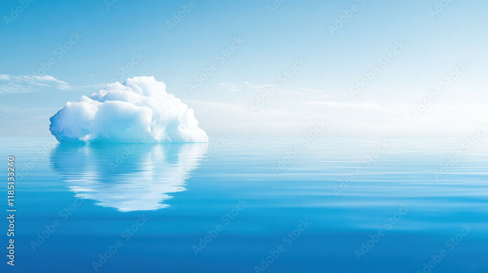 Poster truncated, a close-up view of a serene, truncated iceberg floating in water, showcasing its unique s