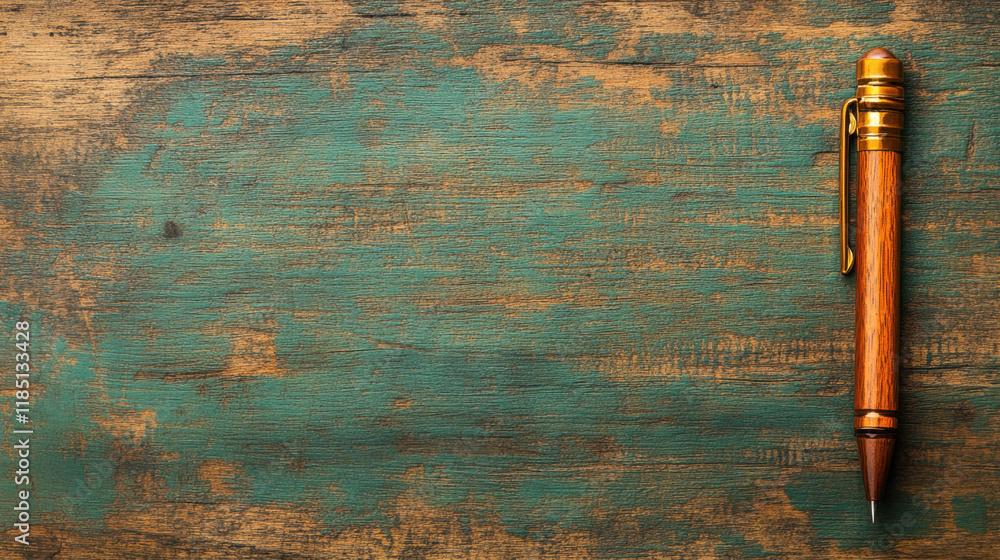 Poster truncated, close-up image of a truncated pencil on a rustic background, showcasing texture and detai
