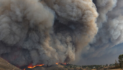 Fototapeta premium Malibu Wildfire, Pacific Palisades, Woodley Fire, California USA