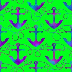 Ocean seamless anchor pattern for wrapping paper and fabrics and linens