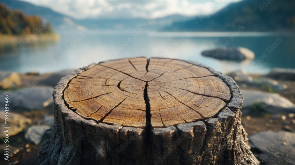 Poster truncated, a detailed close-up image of a tree trunk showcasing photorealistic textures and natural 