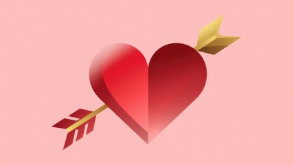 A red heart pierced by a golden arrow, symbolizing love and romance.
