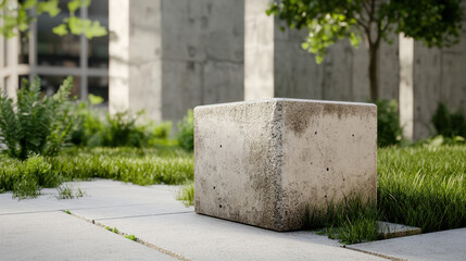 Truncated, A photorealistic image of a truncated concrete block, ideal for architectural and design projects.