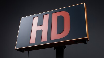 A modern, sleek sign displaying the letters HD in a bold, minimalist design.