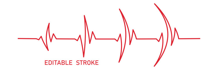 Editable stroke heart diagram, red EKG, cardiogram, heartbeat line vector design to use for healthcare, healthy lifestyle, medical laboratory, cardiology project.