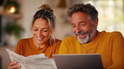 Content couple enjoys a cozy afternoon reading and exploring together