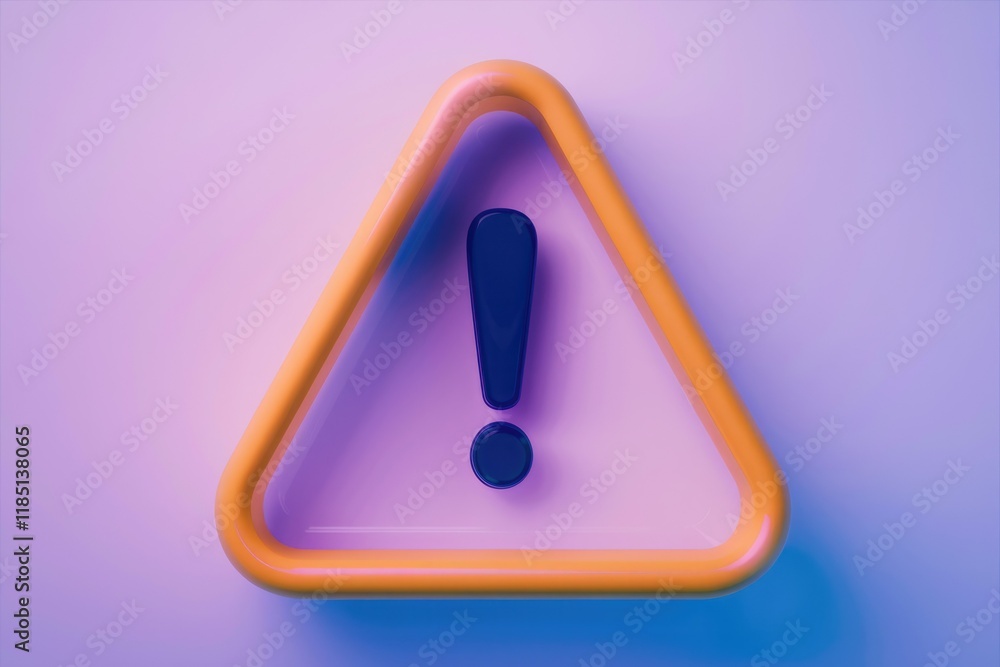Poster an orange triangular warning sign with a black exclamation mark inside, symbolizing caution and aler