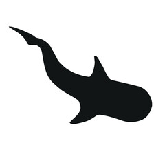 Vector hand drawn sketch doodle whale shark silhouette isolated on white background
