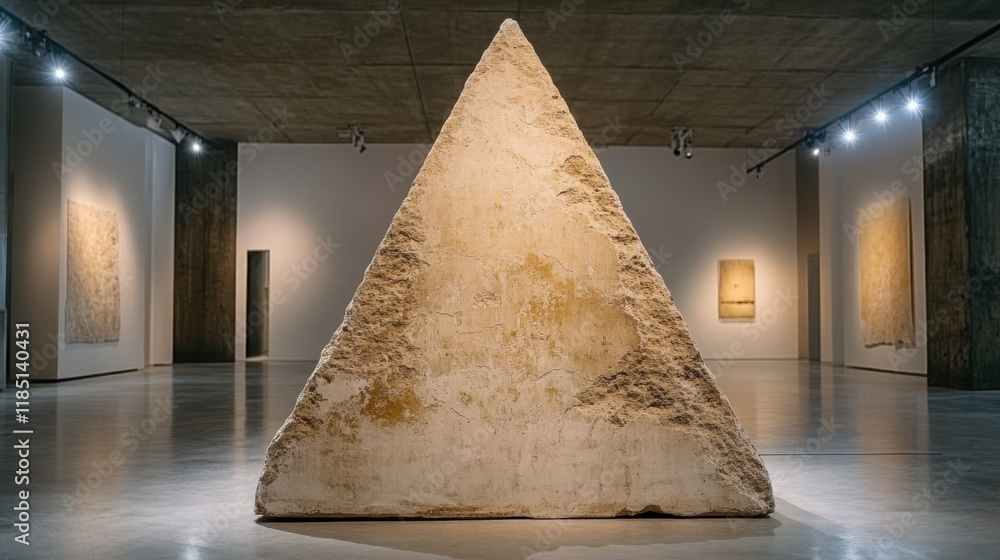 Poster truncated, a sculptural representation of a truncated pyramid, artfully positioned, showcasing geome