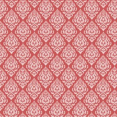 Background paper or fabric, with floral damask and baroque, seamless ornamental pattern