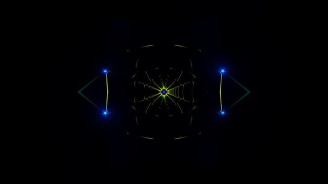 Seamless Neon Light Mandala With Rotating Geometric Motions