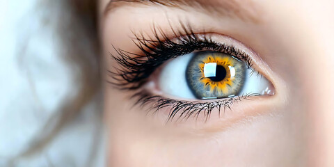 Obraz premium Close-up of a beautiful woman's bright eyes, high-definition details, stunning clarity, and perfect composition showcasing master photography techniques.